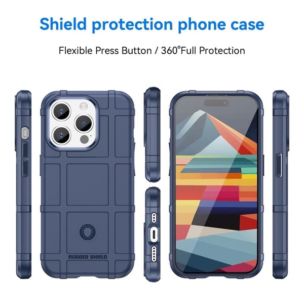 Rugged Shield etui - iPhone 15 Pro - Blå Blue