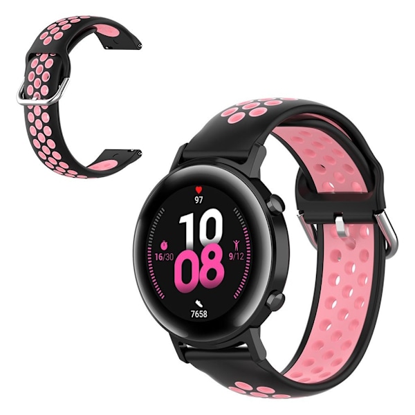 20 mm universell tvåfärgad silikon klockarmband - svart / rosa Rosa