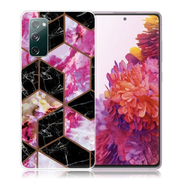 Marmormotiv Samsung Galaxy S20 FE skal - Svart Och Rosa Marmor multifärg