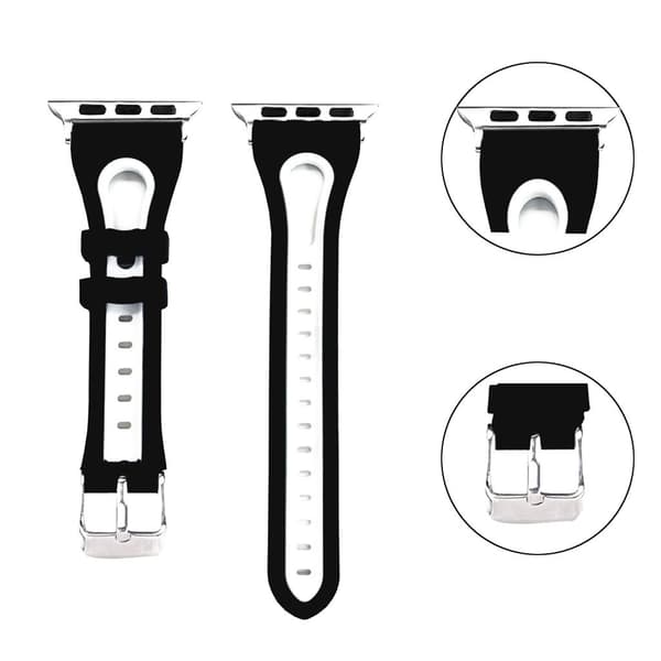 Apple Watch Series 4 44mm erstatnings urrem i silikone med flere farver - Sort/Hvid Multicolor
