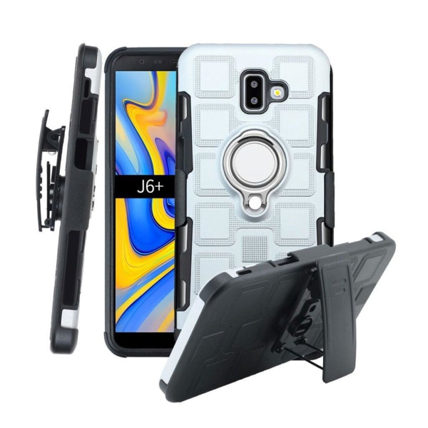 Samsung Galaxy J6 Plus (2018) Geometrisk mønster hybrid etui - S Silver grey