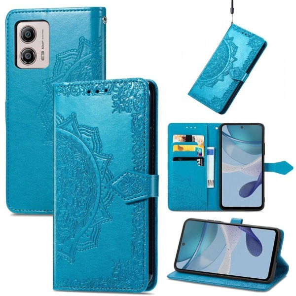 Mandala läder Motorola Moto G53 fodral - Blå Blå