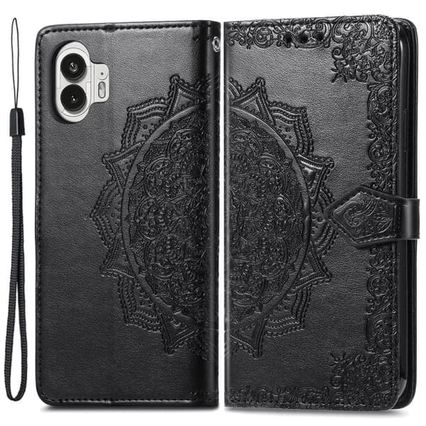 Mandala läder Nothing Phone (2) fodral - Svart Svart
