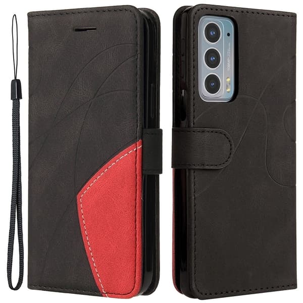 Tekstureret Læder Etui med Strop TilMotorola Edge 20 - Sort Black