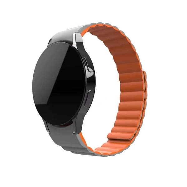 Magnetisk urrem i silikone med to farver til Samsung Galaxy Watch 4 - Grå / Orange Silver grey