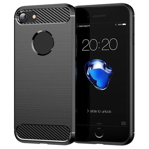 Carbon Flex Suojakotelo iPhone 8 / 7 - Musta Black