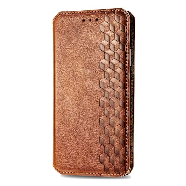 Nahkakotelo With A Stylish Rhombus Imprint For Sony Xperia 1 IV - Ruskea Brown