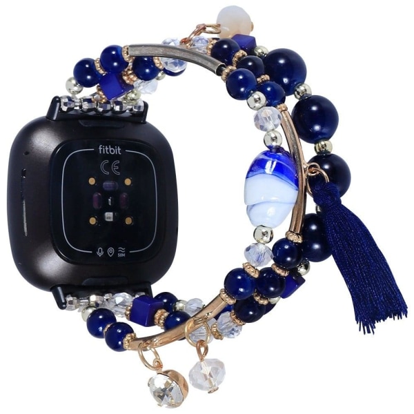 Fitbit Sense / Versa 3 stylish tassel adorned bead watch strap - Blå