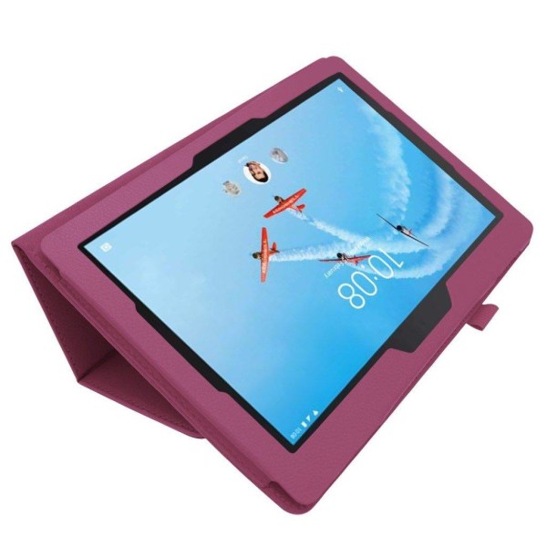 Lenovo Tab E10 litchi læderetui - Lilla Purple