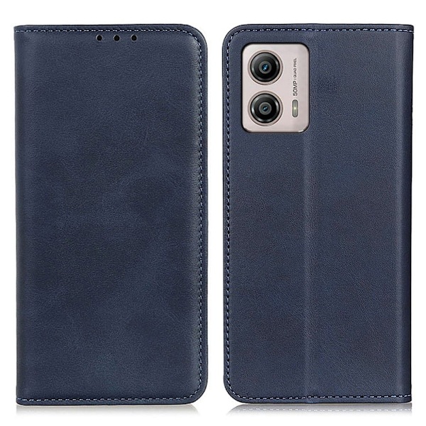 Flip Etui med Pung i Ægte Læder til Motorola Moto G23 / G13 / G23 - Blå Blue