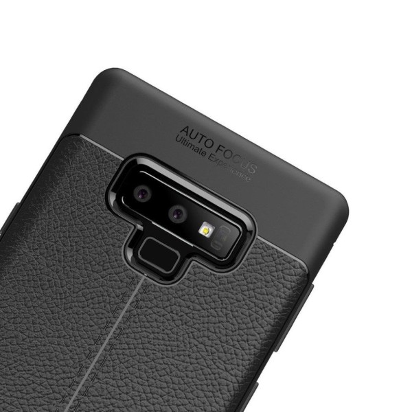 Samsung Galaxy Note9 beskyttelsesetui i silikone med smuk Litchi tekstur - Sort Black