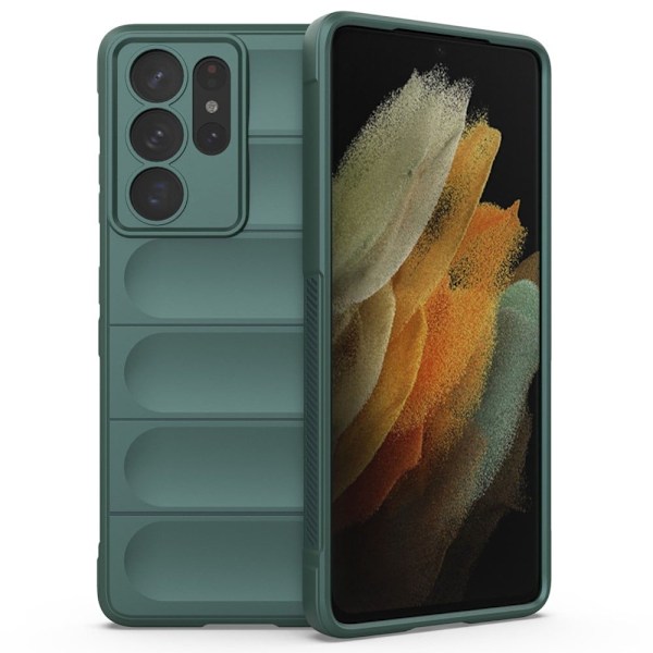 Mjukt greppformat Samsung Galaxy S21 Ultra 5G skal - Grön Grön