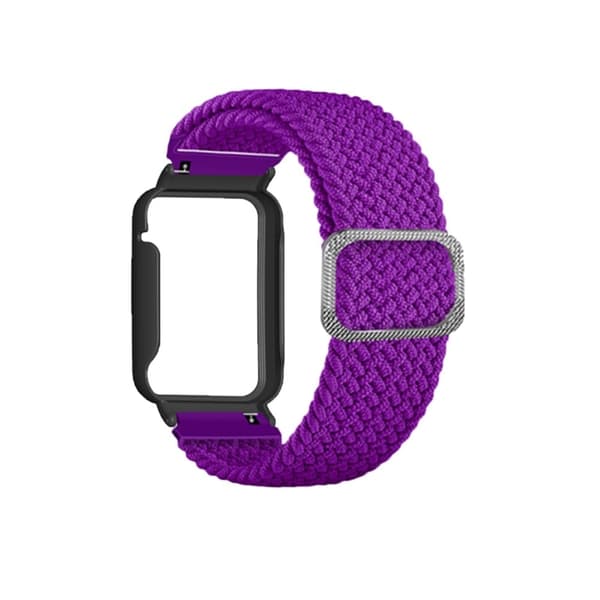 Xiaomi Mi Band 7 Pro nylon elastisk urrem med cover - Lilla / Sort Purple