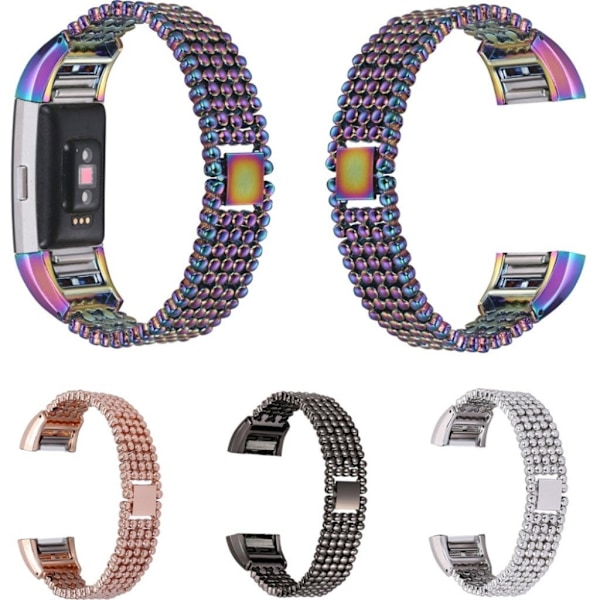 Fitbit Charge 2 5 beads klockarmband i rostfritt stål - Roséguld Rosa