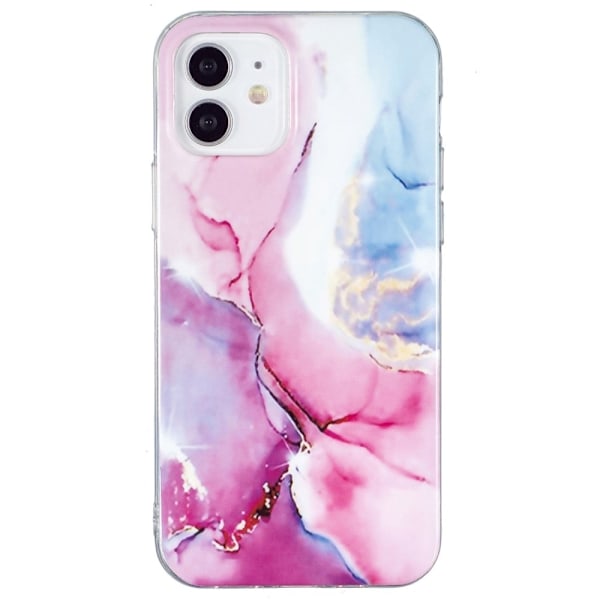 Marmormotiv iPhone 12 Mini skal - Rosa / Blå multifärg