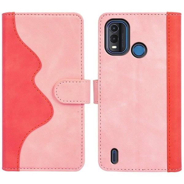 To Farvet Læder Flip Etui til Nokia G11 Plus - Lyserød Pink