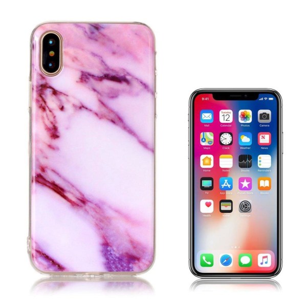 iPhone X IMD TPU etui med marmormønster - Lilla Purple