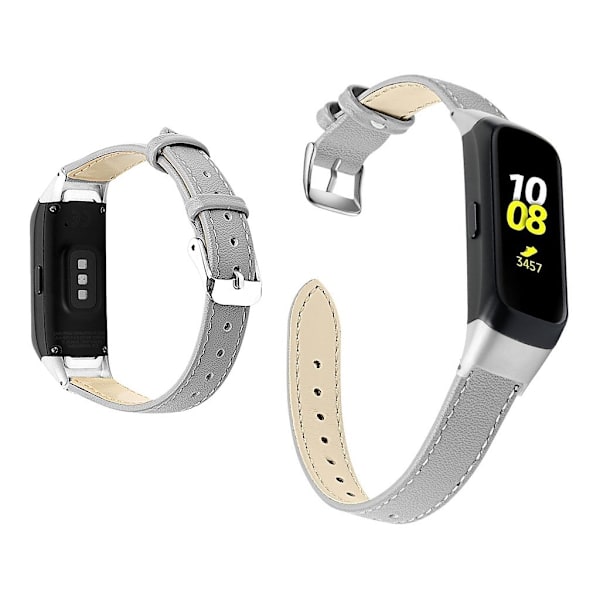 Samsung Galaxy Fit aito nahkainen rannekello - Harmaa Silver grey
