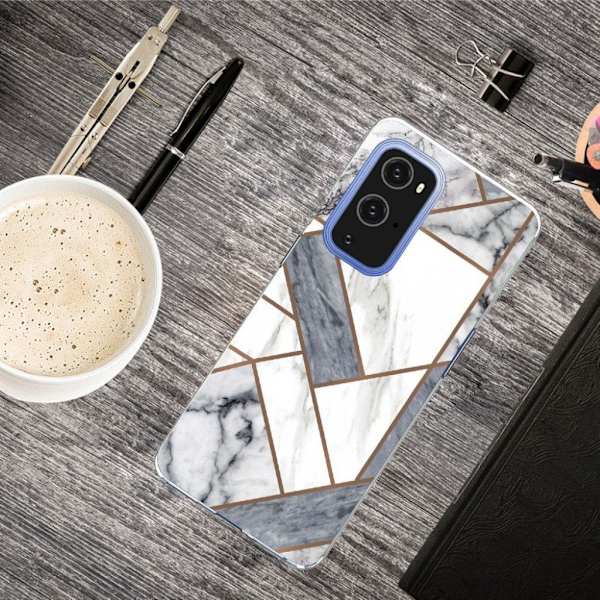 Marmormotiv OnePlus 9 Pro skal - Grå / Vit Marmorplatta Silvergrå
