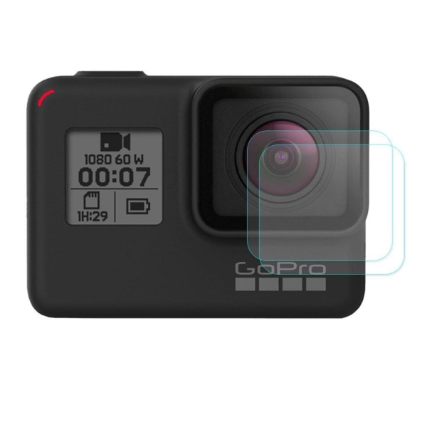 HAT PRINCE 2Pcs GoPro HERO7 Musta karkaistua lasia näytön suojakalvo Transparent