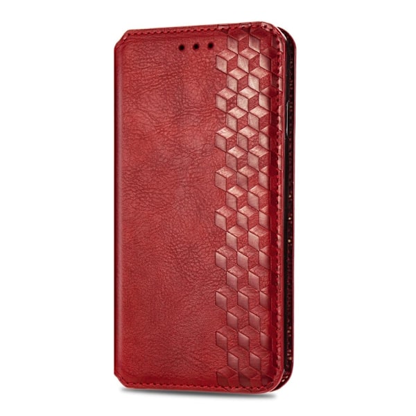 Nahkakotelo With A Stylish Rhombus Imprint For Sony Xperia 10 IV - Punainen Red