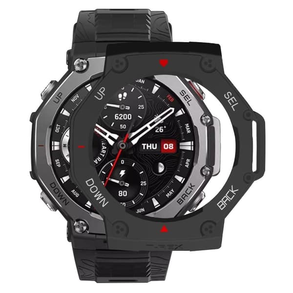 Huami Amazfit T-Rex 3 Watch Case Drop-Proof Hard PC Cover - Sort / Rød / Hvid Black