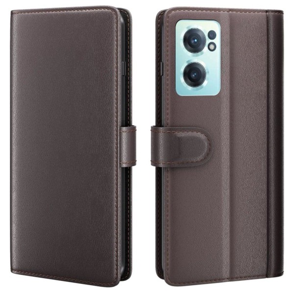 Genuine Nahkakotelo With Credit Card Slots For OnePlus Nord Ce 2 Brown