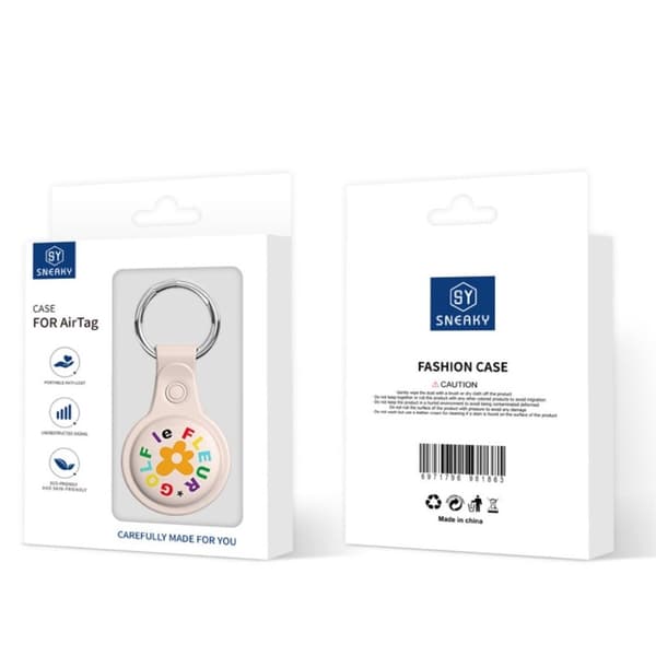 AirTags söpö kuvio silikonisuojus avainrenkaalla - Kirjaimet Beige