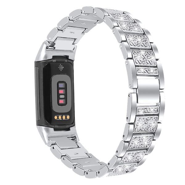 Fitbit Charge 5 bling strass klockarmband - Silver Silvergrå