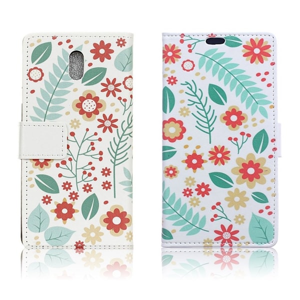 Samsung Galaxy J7 (2017) Smagsfuldt læder etui - Blomster og blade Multicolor