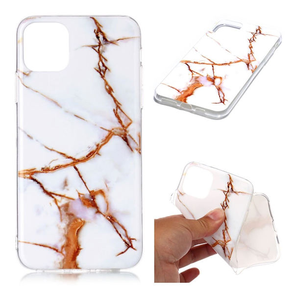 Marble design iPhone 11 Pro Max cover - Hvid / Orange Marmor Orange