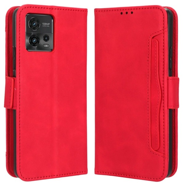 Stilfuldt Læder Etui med Pung til Motorola Moto G72 - Rød Red