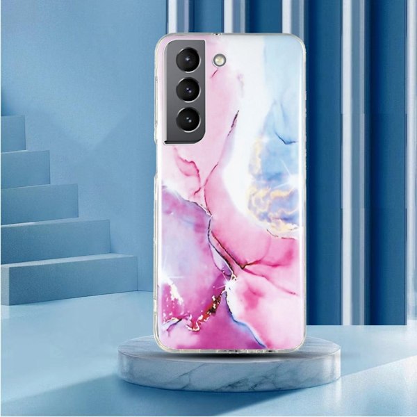 Marble Samsung Galaxy S22 Etui - Lyserød / Blå Multicolor