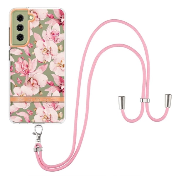 Slankt og holdbart softcover med nøglesnor til Samsung Galaxy S21 FE - Lyserød Gardenia Pink