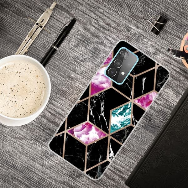 Marble Samsung Galaxy A13 4G Etui - Tile Of Black / Cyan / Rose Multicolor