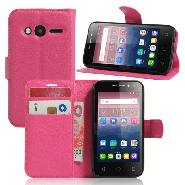 Mankell Alcatel OneTouch Pixi 4 (4) Nahkakotelo Lompakko - Kuuma Pinkki Pink