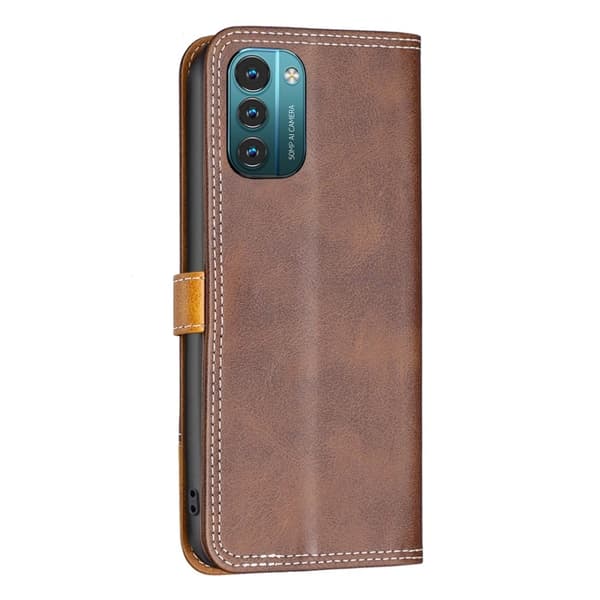 BINFEN tofarget læretui for Nokia G11 / Nokia G21 - Kaffe Brown