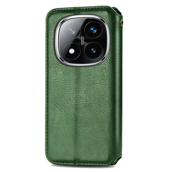 Läder Xiaomi Redmi Note 14 Pro Plus 5G fodral med romb-design - Grön Grön