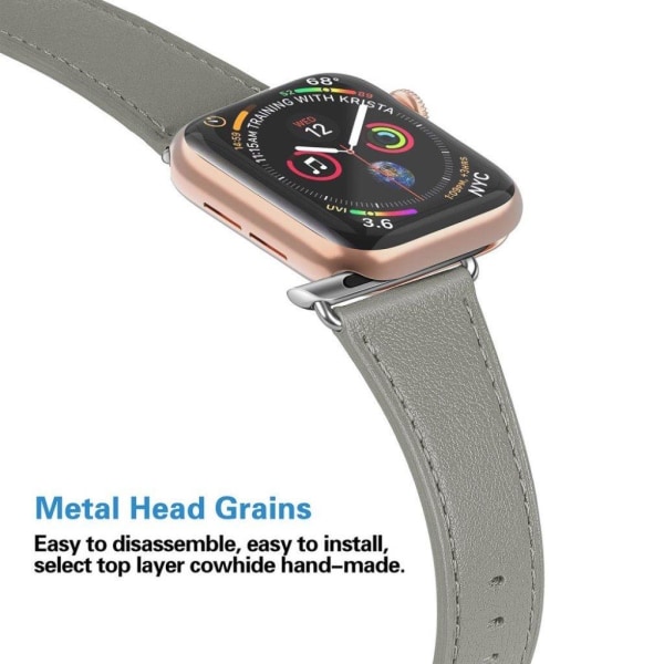 Apple Watch Series 5 / 4 40mm urrem i ægte læder - Grå Silver grey