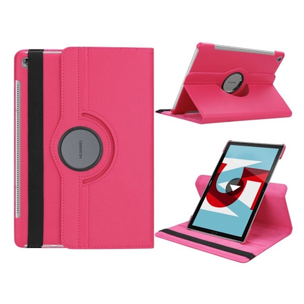 Huawei MediaPad M5 10/M5 10 (Pro) skyddshölje PU läder skyddande stående läge litchi textur - Rosenröd Rosa