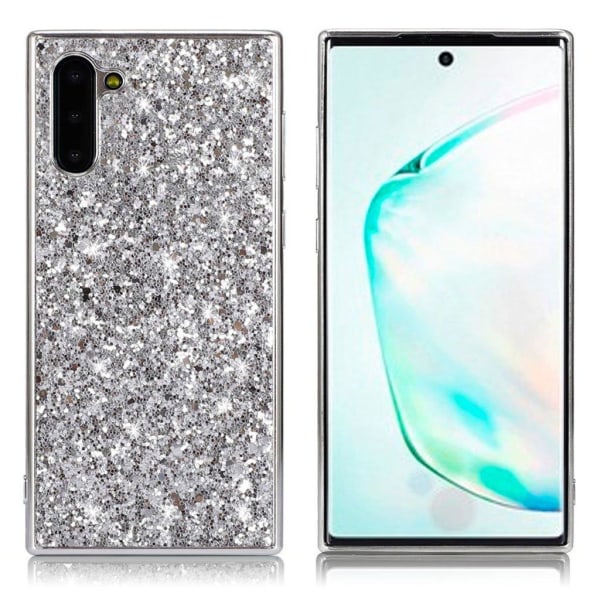 Glitter Samsung Galaxy Note 10 kuoret - Hopea Silver grey