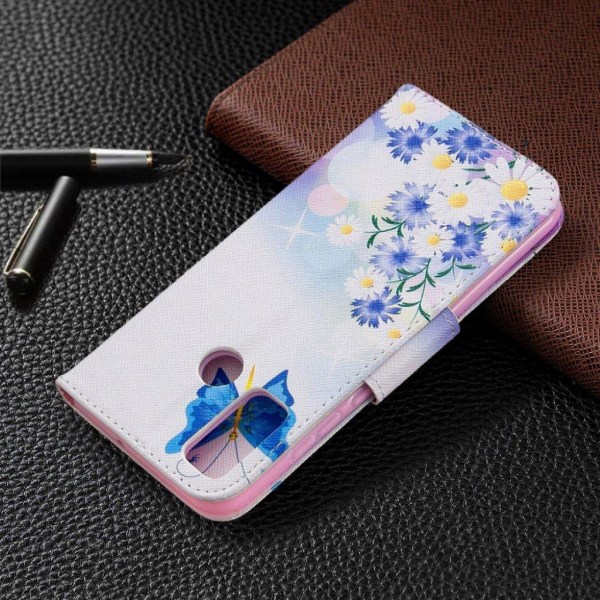 Wonderland Huawei P Smart 2020 Etui - Blå Sommerfugl og Blomster Multicolor