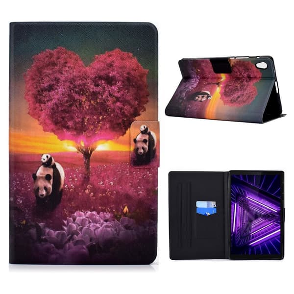 Lenovo Tab M10 HD Gen 2 Beautiful Mønster Lær Etui - Pandaer og Tre Red