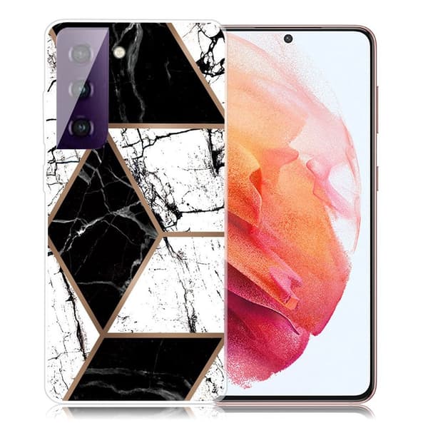 Marble Samsung Galaxy S21 Etui - Black and White Marble Shape Multicolor