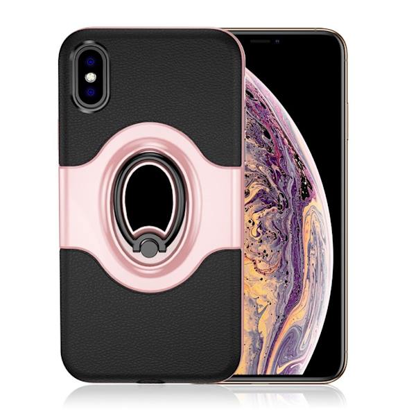 iPhone Xs Max kombi etui med ringholder - Rose Gold Multicolor
