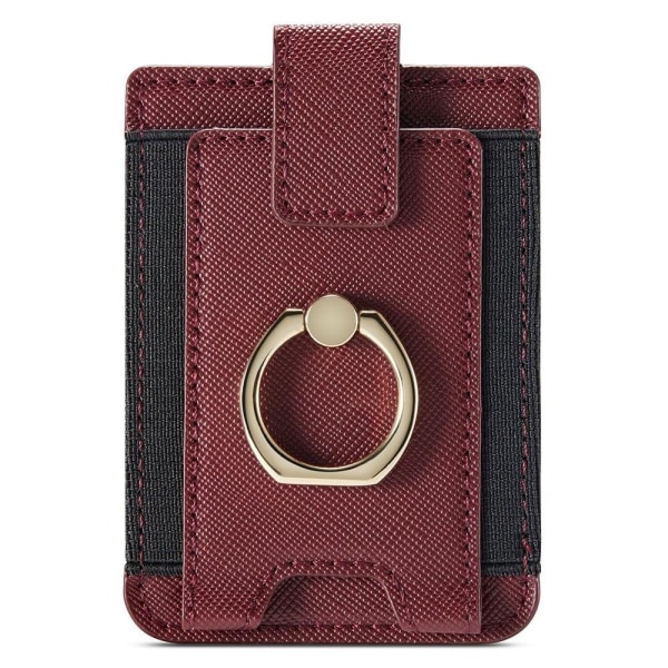 MUXMA Universal leather card holder with ring grip - Red Red