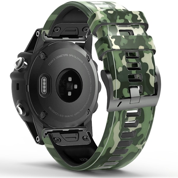 22 mm silikoneurrem til Garmin- og Coros-ure - Camouflage Grøn Green