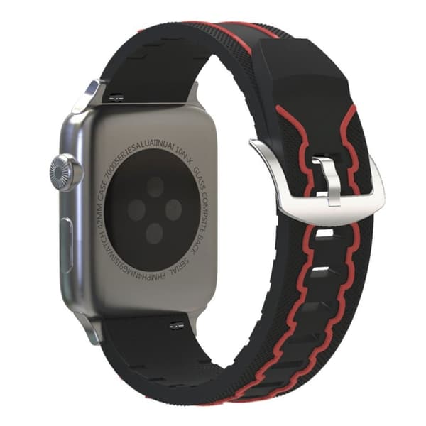 Apple Watch Series 4 40mm ECG mønster silikone Urrem - Sort / Rød Black