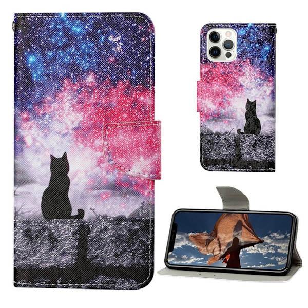 Wonderland iPhone 13 Pro Flippetui - Katt Multicolor