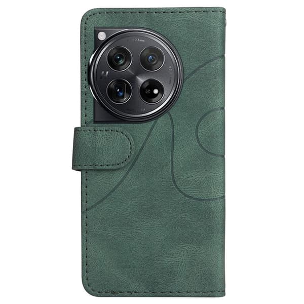 Teksturert læretui med stropp for OnePlus 12R - Grønn Green